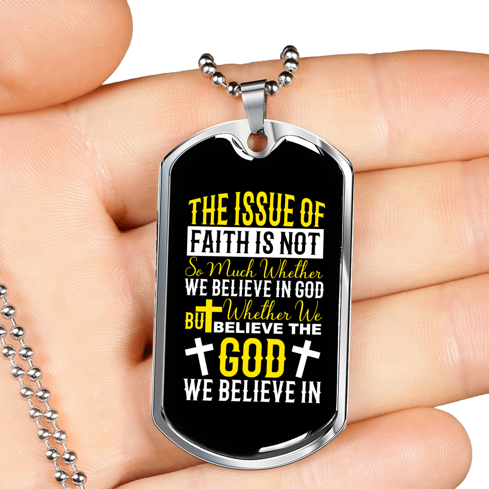 We Believe In God Christian Necklace Stainless Steel or 18k Gold Dog Tag 24" Chain-Express Your Love Gifts