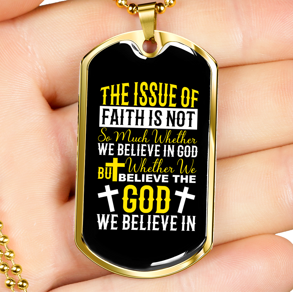 We Believe In God Christian Necklace Stainless Steel or 18k Gold Dog Tag 24" Chain-Express Your Love Gifts