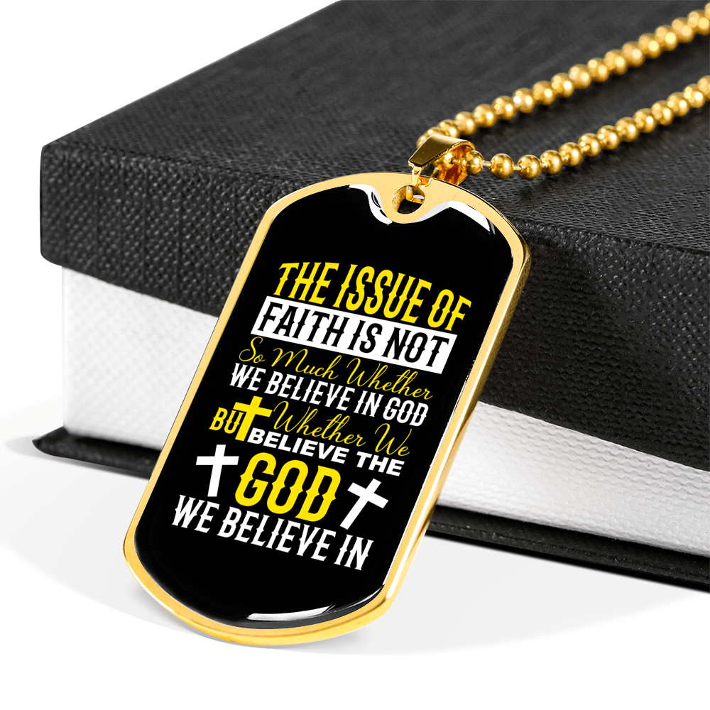 We Believe In God Christian Necklace Stainless Steel or 18k Gold Dog Tag 24" Chain-Express Your Love Gifts