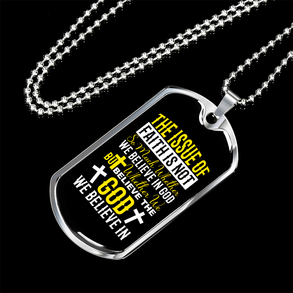 We Believe In God Christian Necklace Stainless Steel or 18k Gold Dog Tag 24" Chain-Express Your Love Gifts
