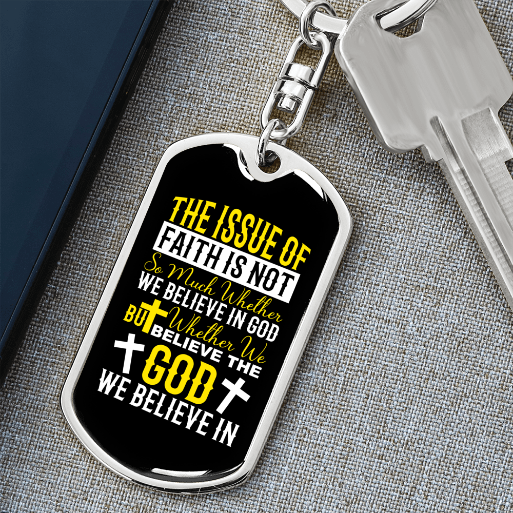 We Believe In God Keychain Stainless Steel or 18k Gold Dog Tag Keyring-Express Your Love Gifts