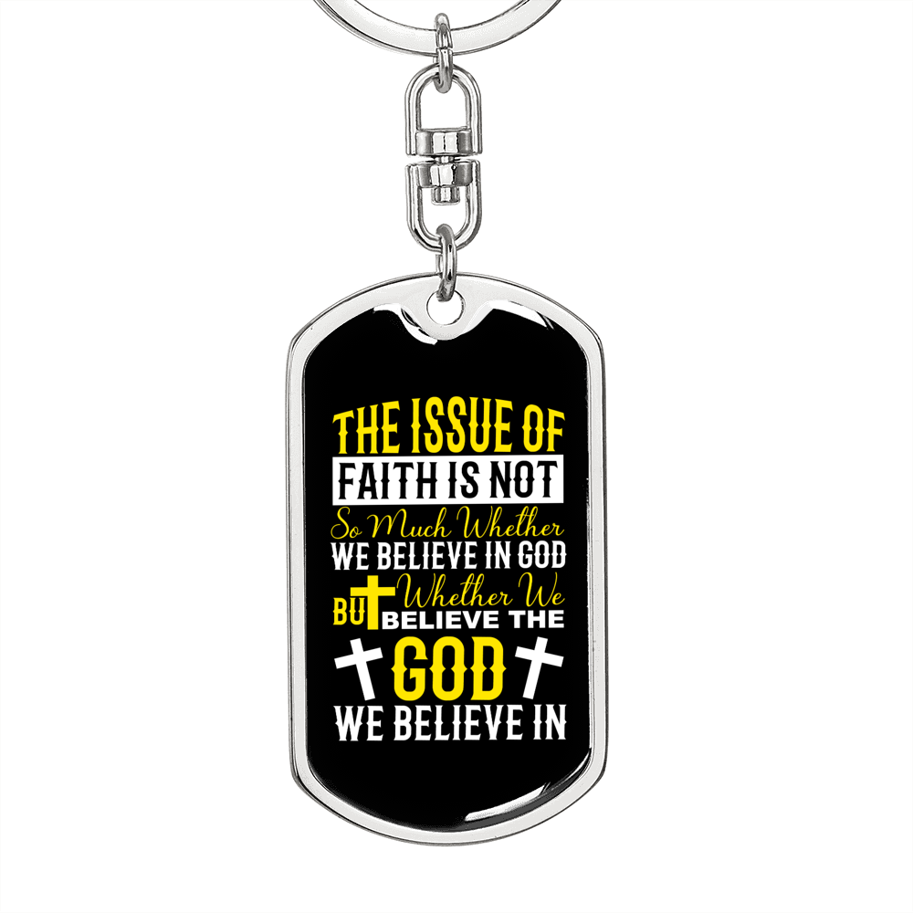 We Believe In God Keychain Stainless Steel or 18k Gold Dog Tag Keyring-Express Your Love Gifts