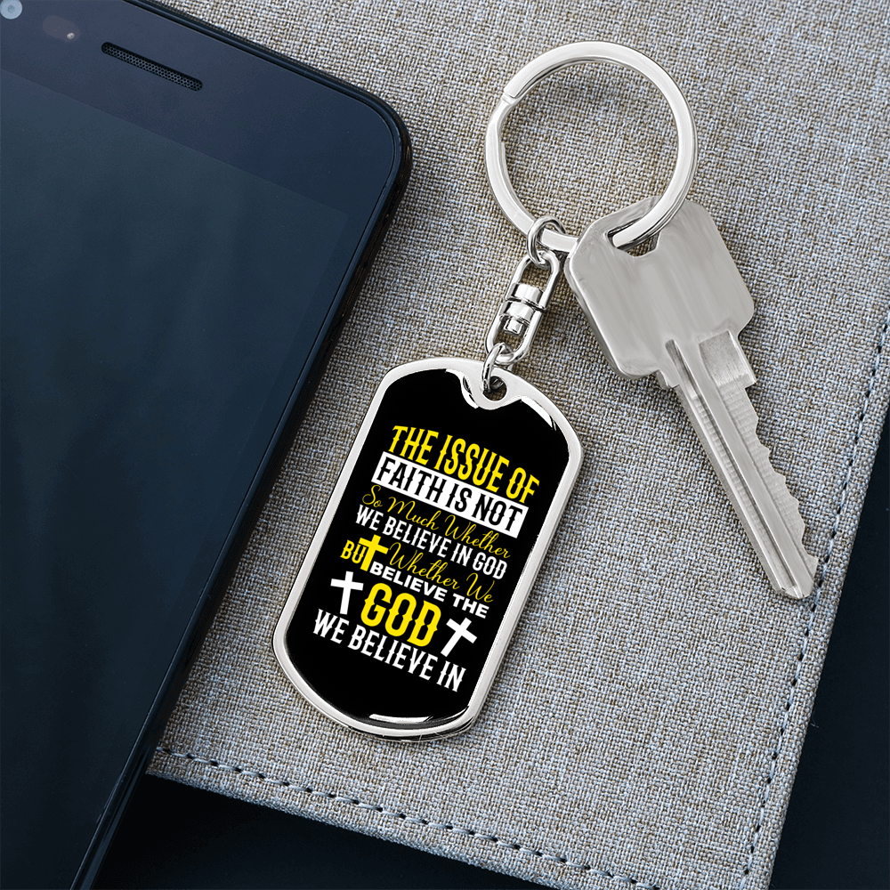 We Believe In God Keychain Stainless Steel or 18k Gold Dog Tag Keyring-Express Your Love Gifts