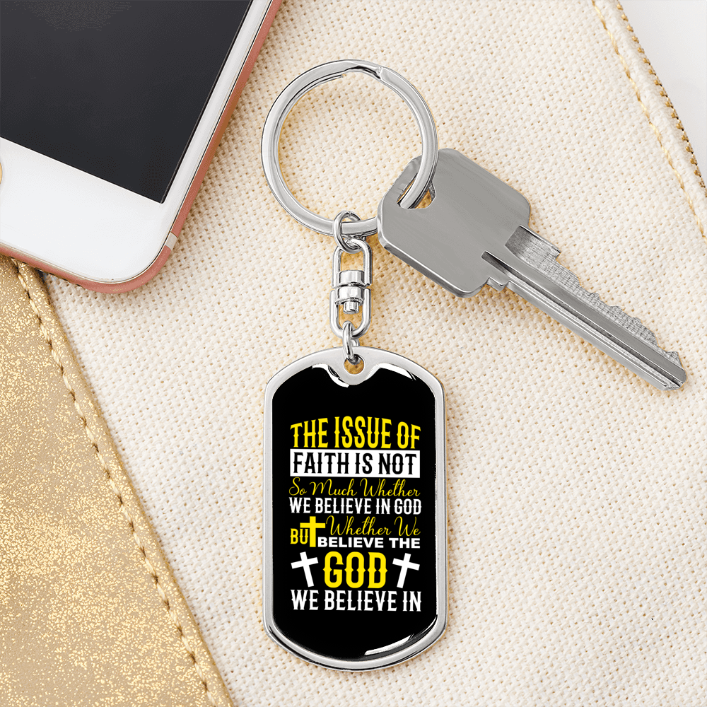 We Believe In God Keychain Stainless Steel or 18k Gold Dog Tag Keyring-Express Your Love Gifts