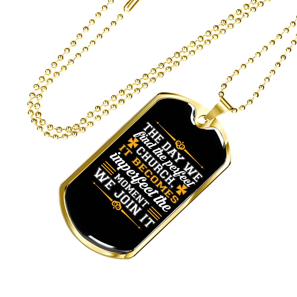 We Find The Perfect Church Christian Necklace Stainless Steel or 18k Gold Dog Tag 24" Chain-Express Your Love Gifts