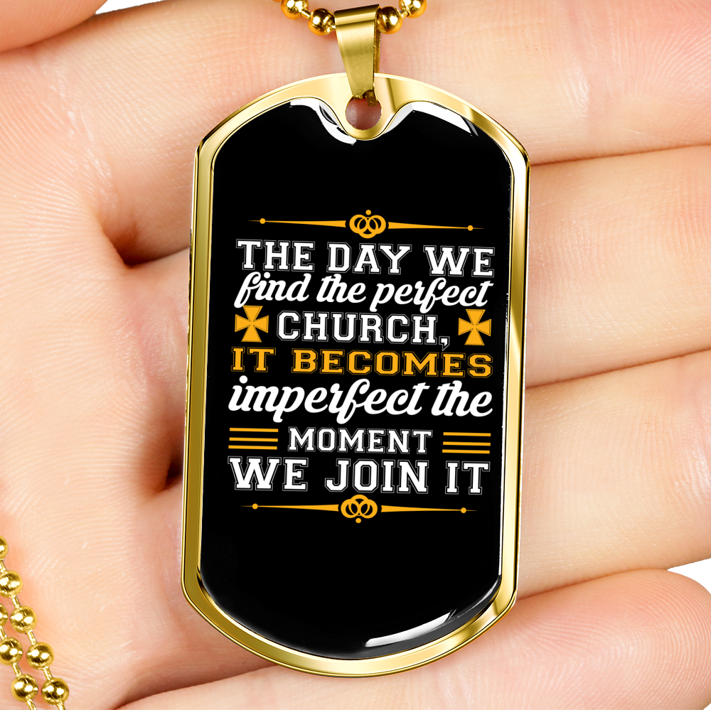 We Find The Perfect Church Christian Necklace Stainless Steel or 18k Gold Dog Tag 24" Chain-Express Your Love Gifts