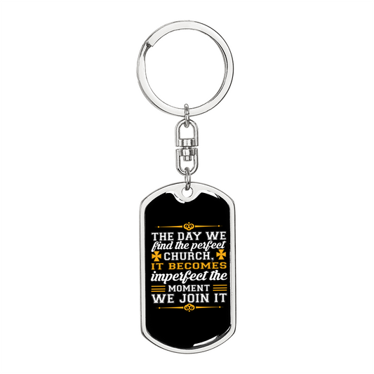 We Find The Perfect Church Keychain Stainless Steel or 18k Gold Dog Tag Keyring-Express Your Love Gifts