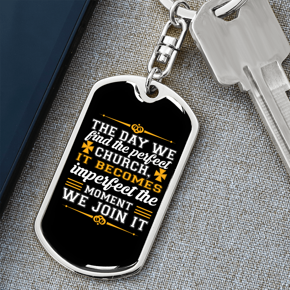 We Find The Perfect Church Keychain Stainless Steel or 18k Gold Dog Tag Keyring-Express Your Love Gifts