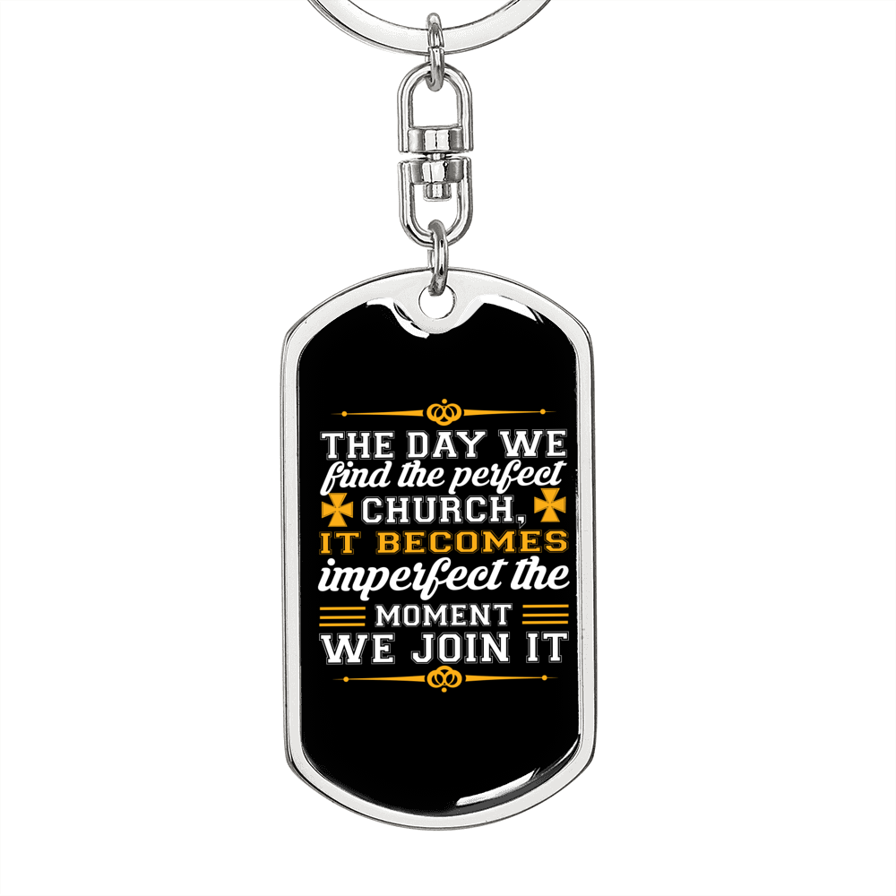 We Find The Perfect Church Keychain Stainless Steel or 18k Gold Dog Tag Keyring-Express Your Love Gifts