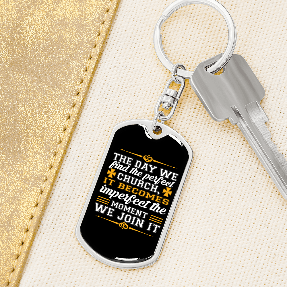 We Find The Perfect Church Keychain Stainless Steel or 18k Gold Dog Tag Keyring-Express Your Love Gifts