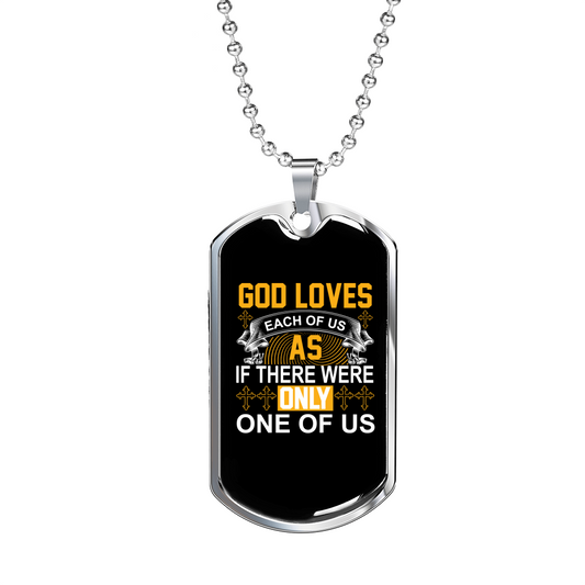 Were Only One Christian Necklace Stainless Steel or 18k Gold Dog Tag 24" Chain-Express Your Love Gifts