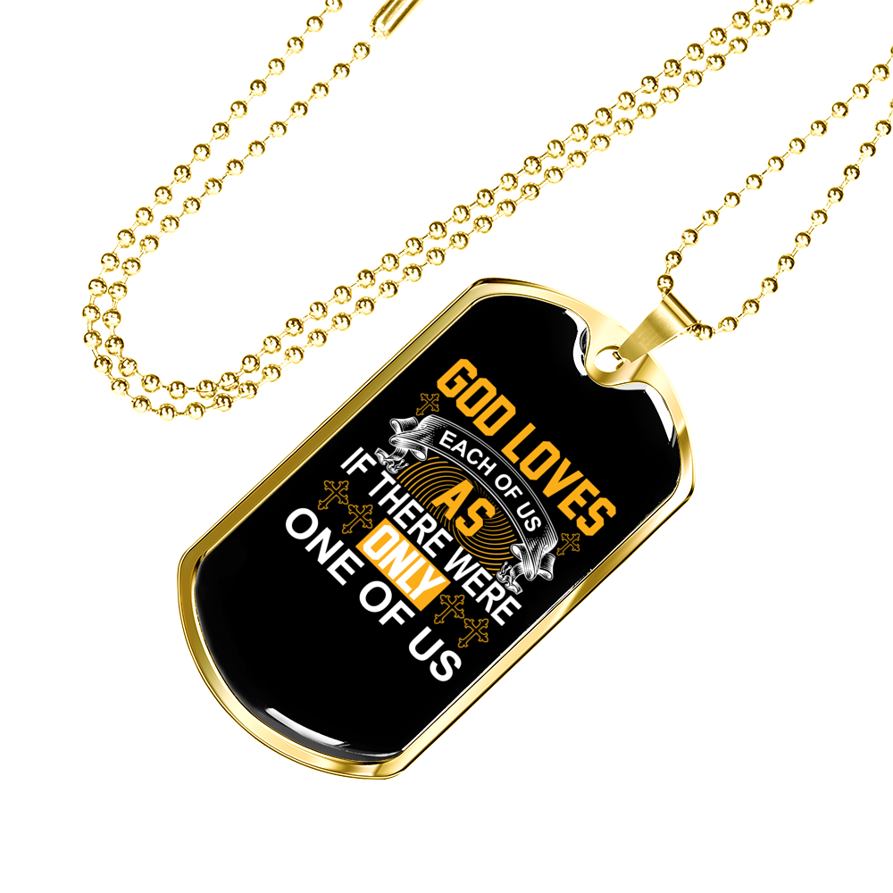 Were Only One Christian Necklace Stainless Steel or 18k Gold Dog Tag 24" Chain-Express Your Love Gifts