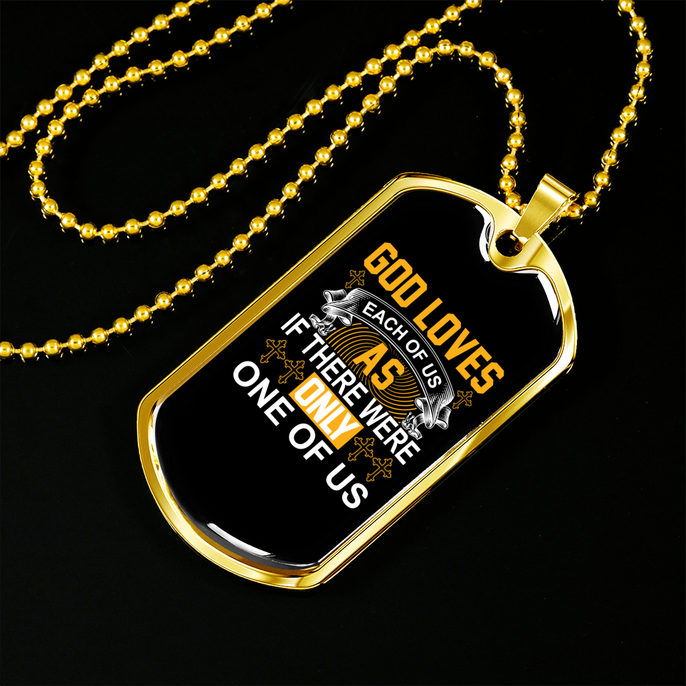 Were Only One Christian Necklace Stainless Steel or 18k Gold Dog Tag 24" Chain-Express Your Love Gifts