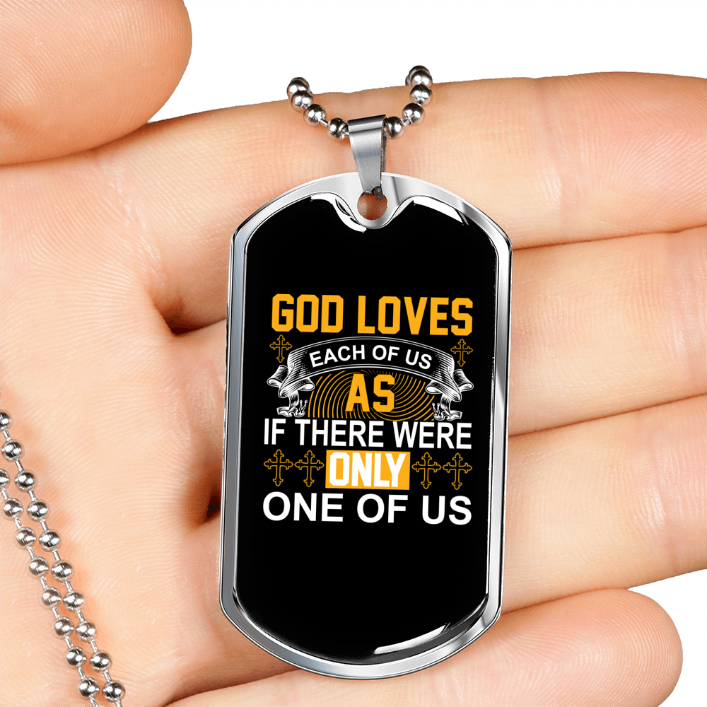 Were Only One Christian Necklace Stainless Steel or 18k Gold Dog Tag 24" Chain-Express Your Love Gifts