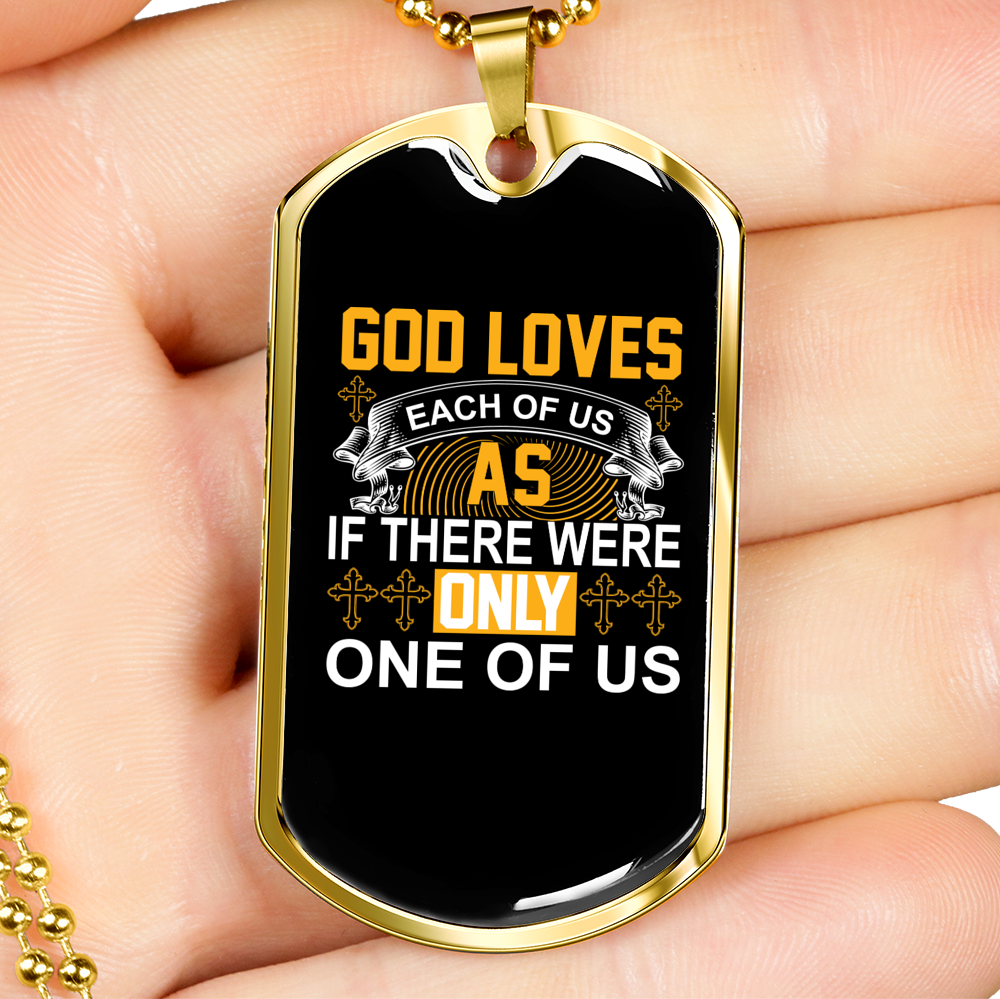 Were Only One Christian Necklace Stainless Steel or 18k Gold Dog Tag 24" Chain-Express Your Love Gifts