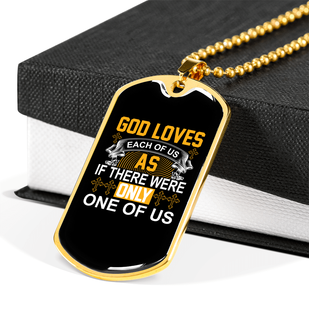 Were Only One Christian Necklace Stainless Steel or 18k Gold Dog Tag 24" Chain-Express Your Love Gifts
