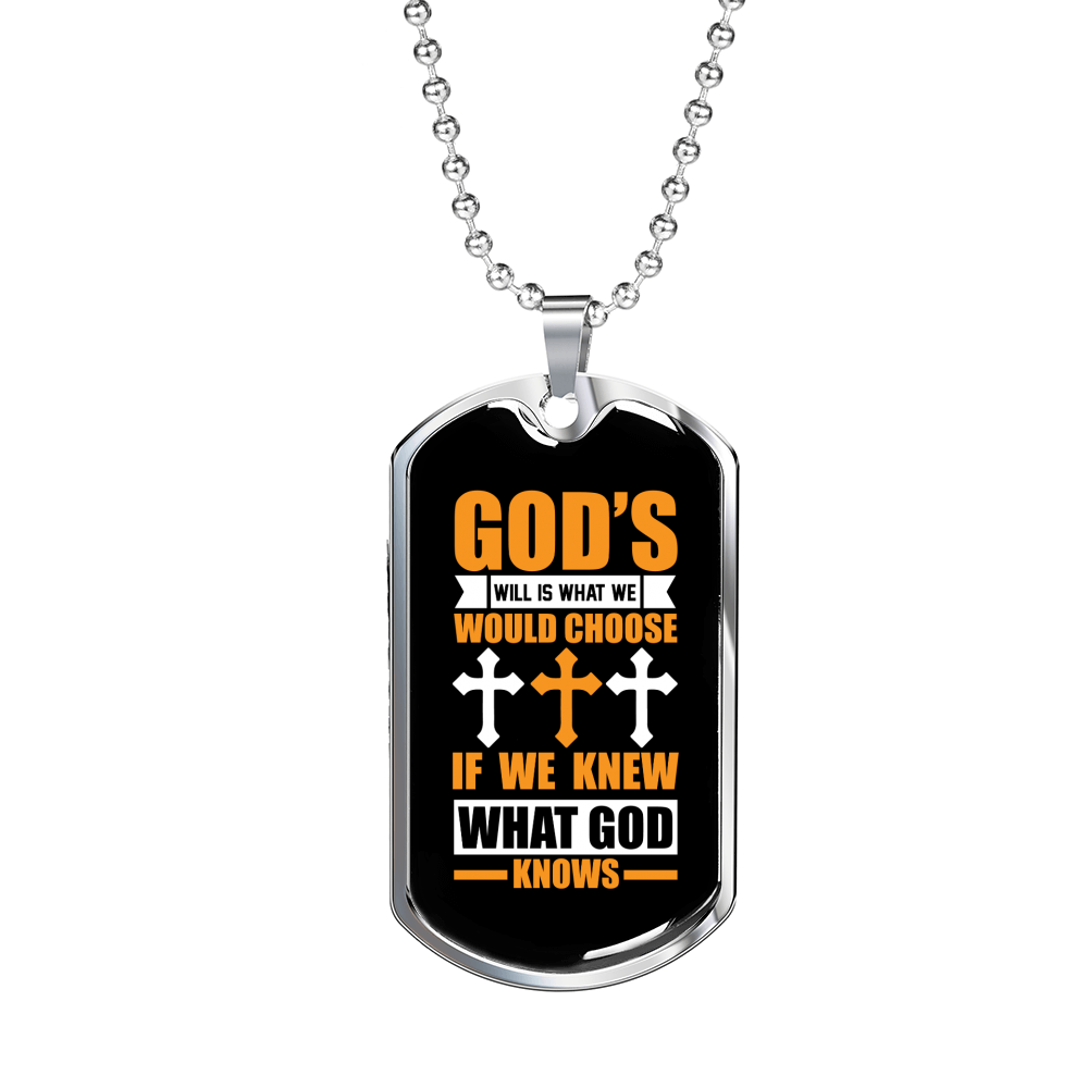 What God Knows Christian Necklace Stainless Steel or 18k Gold Dog Tag 24" Chain-Express Your Love Gifts