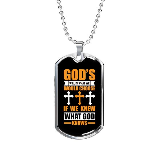 What God Knows Christian Necklace Stainless Steel or 18k Gold Dog Tag 24" Chain-Express Your Love Gifts