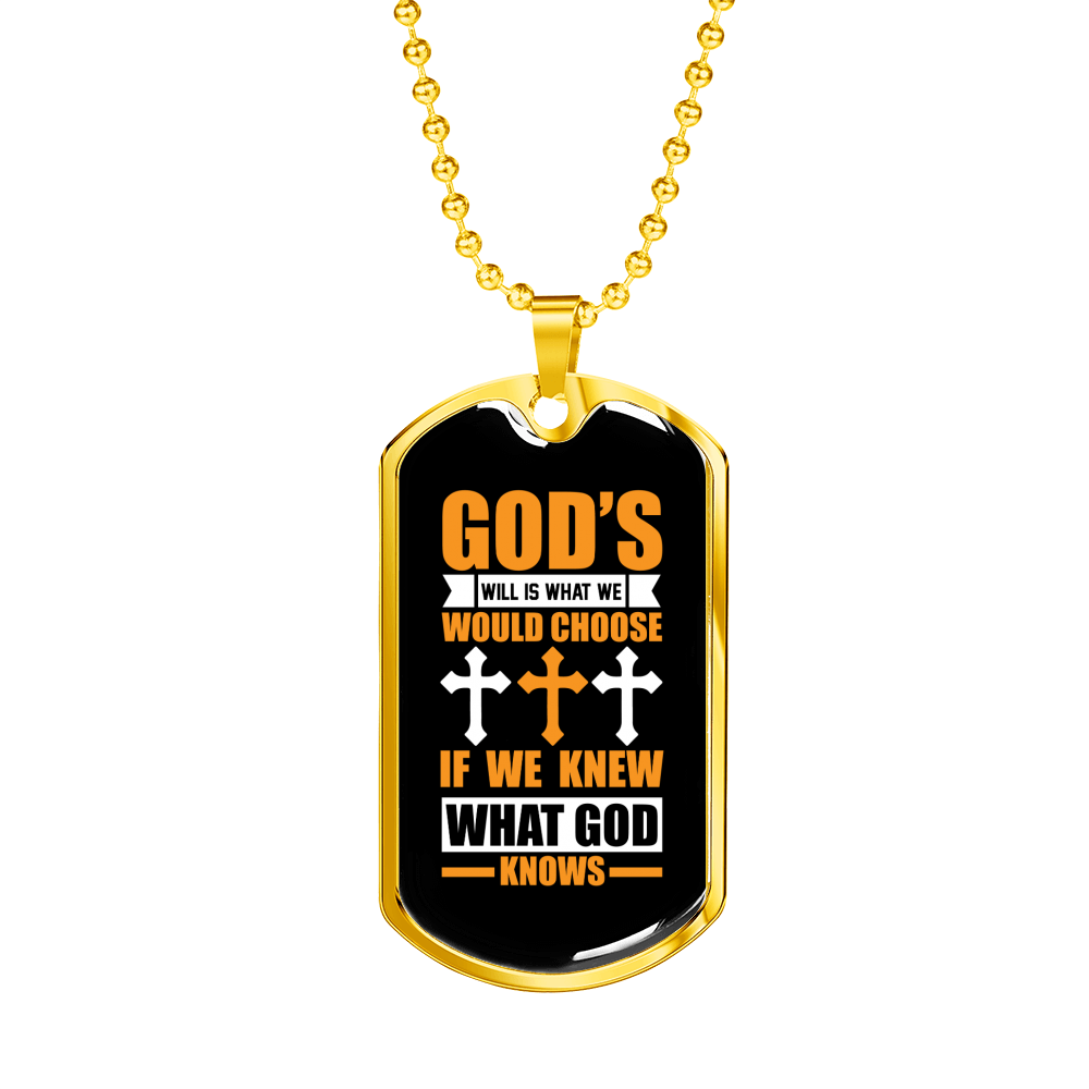 What God Knows Christian Necklace Stainless Steel or 18k Gold Dog Tag 24" Chain-Express Your Love Gifts