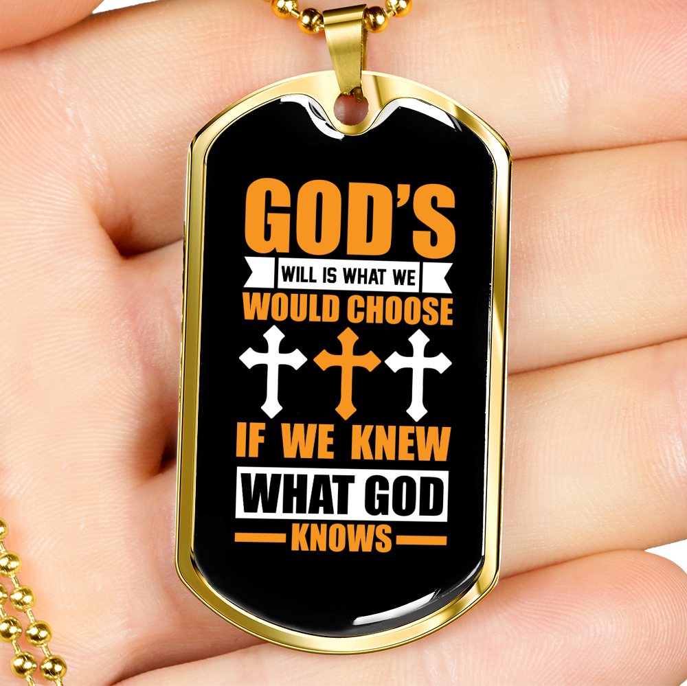 What God Knows Christian Necklace Stainless Steel or 18k Gold Dog Tag 24" Chain-Express Your Love Gifts