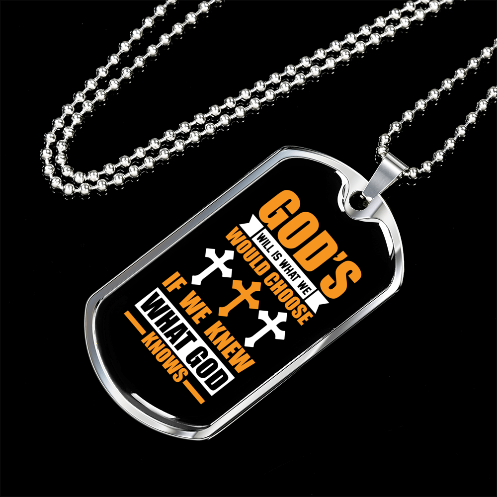 What God Knows Christian Necklace Stainless Steel or 18k Gold Dog Tag 24" Chain-Express Your Love Gifts