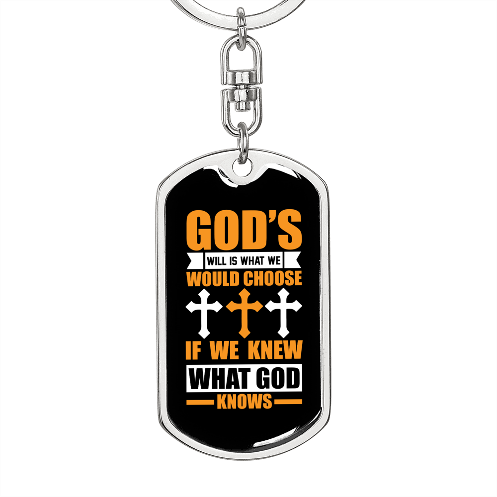What God Knows Keychain Stainless Steel or 18k Gold Dog Tag Keyring-Express Your Love Gifts