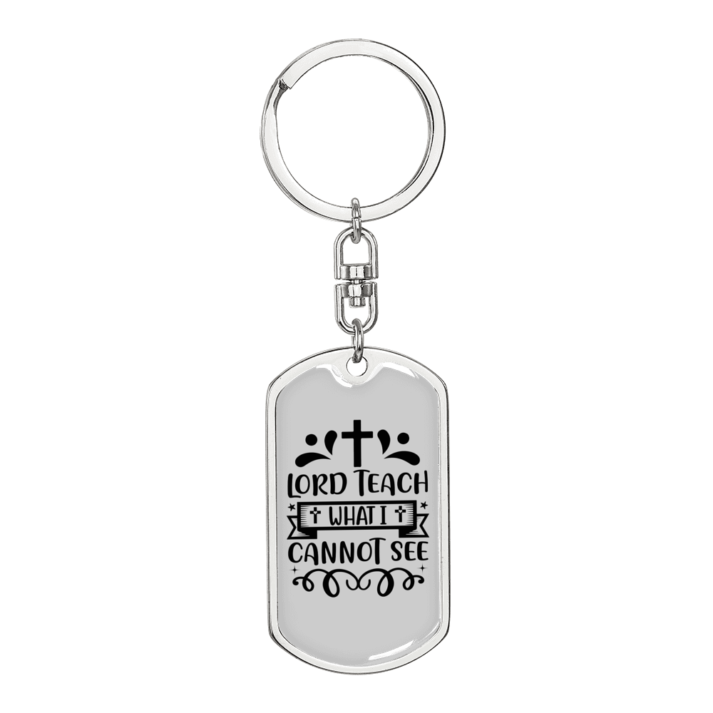 What I Cannot See Cross Keychain Stainless Steel or 18k Gold Dog Tag Keyring-Express Your Love Gifts