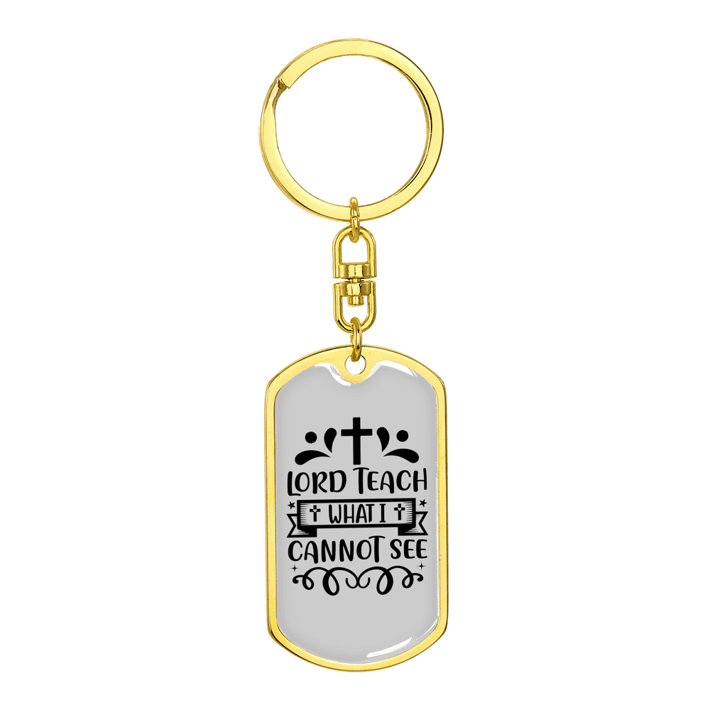 What I Cannot See Cross Stainless Steel or 18k Gold Premium Swivel Dog Tag Keychain