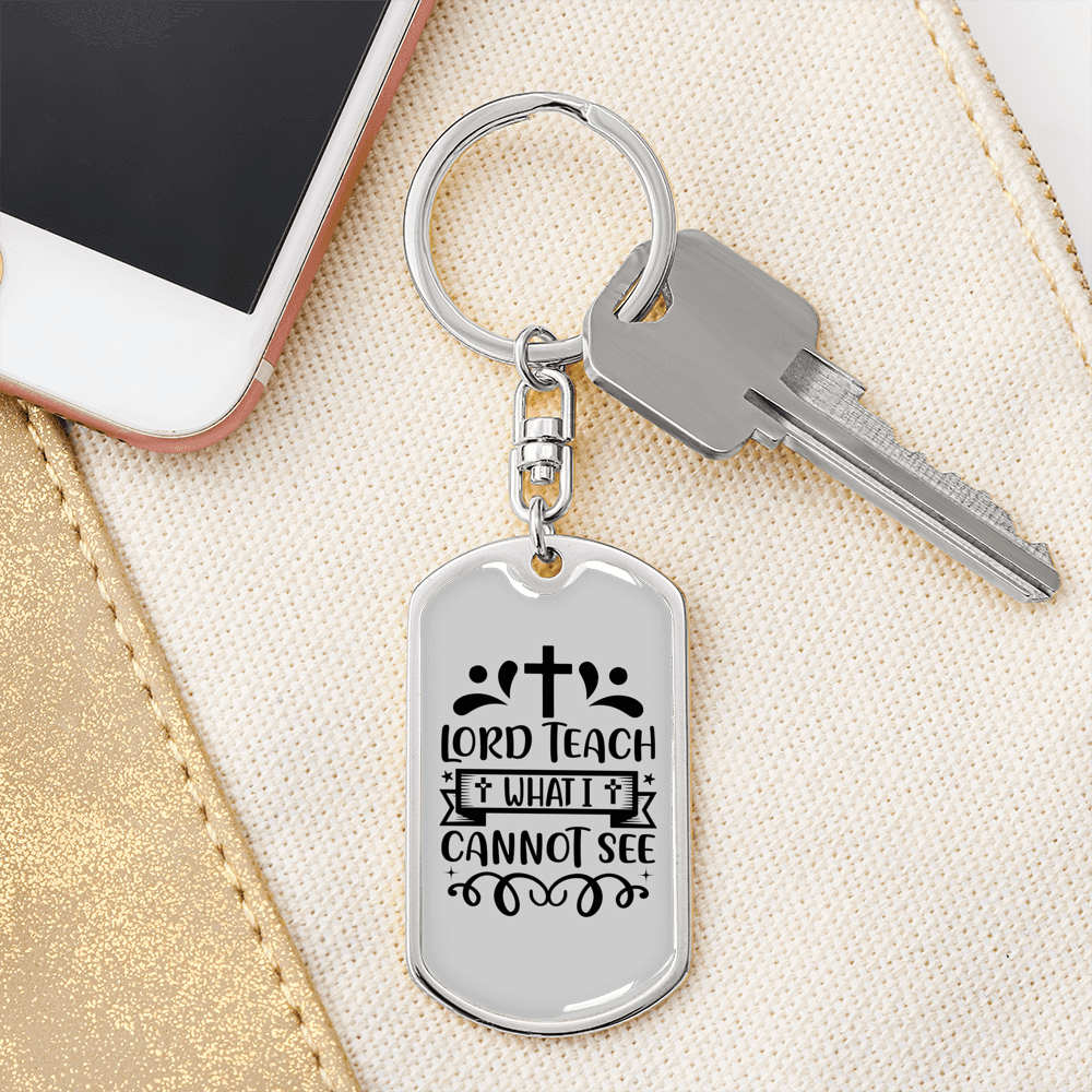 What I Cannot See Cross Keychain Stainless Steel or 18k Gold Dog Tag Keyring-Express Your Love Gifts
