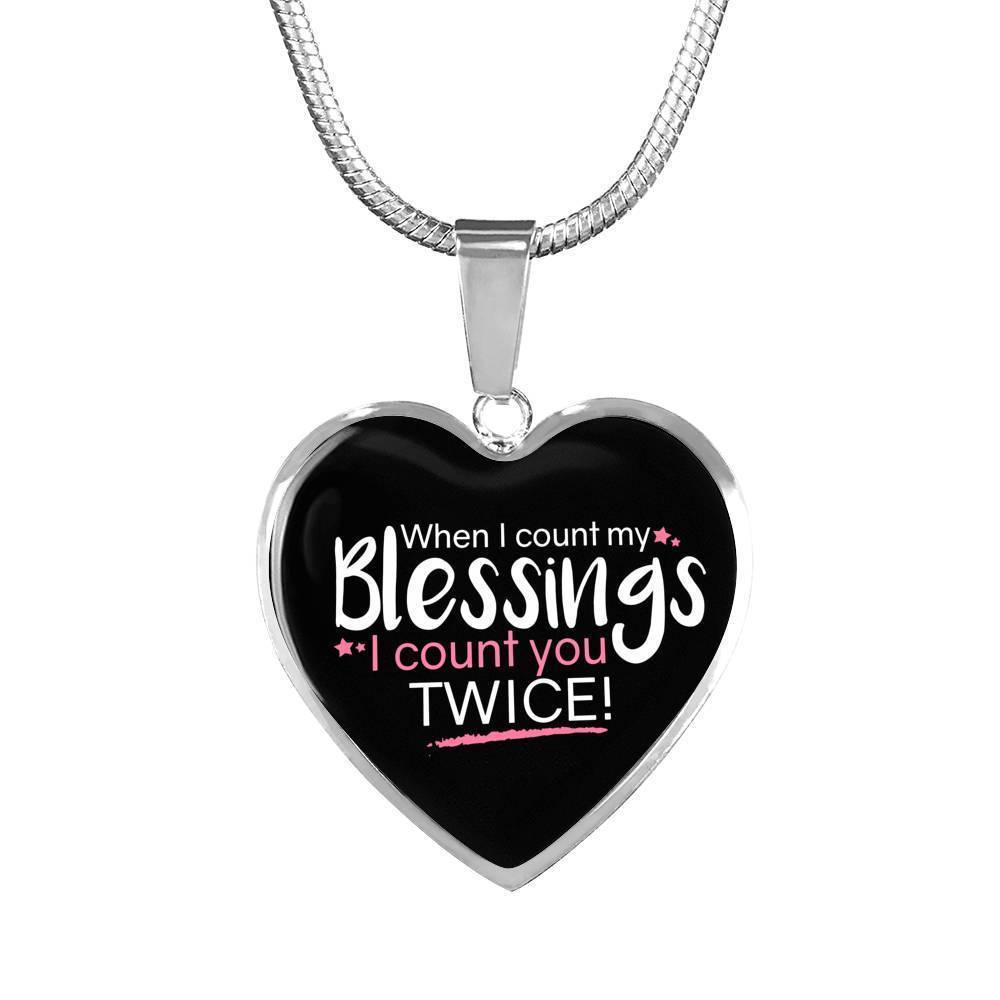 When I Count My Blessings Heart Pendant Necklace