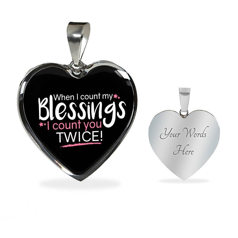 When I Count My Blessings Heart Pendant Necklace