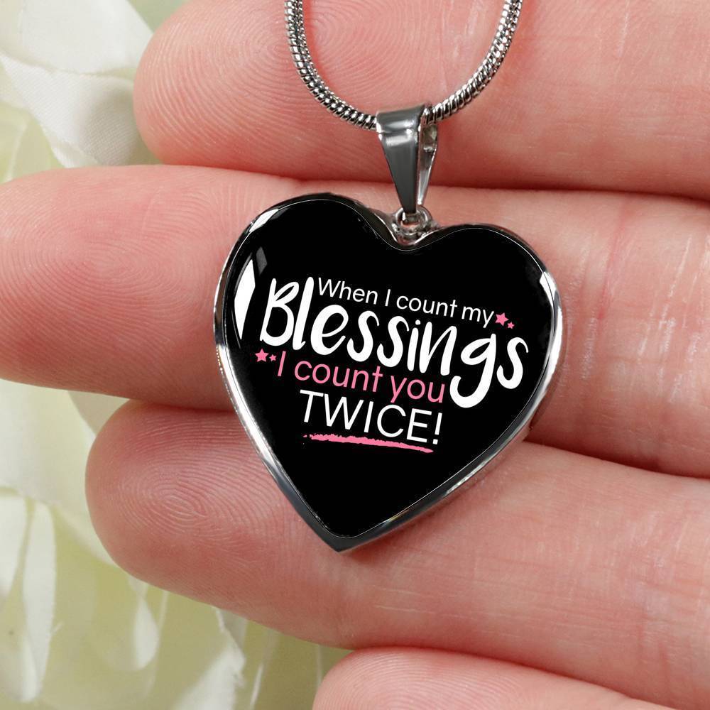 When I Count My Blessings Heart Pendant Necklace