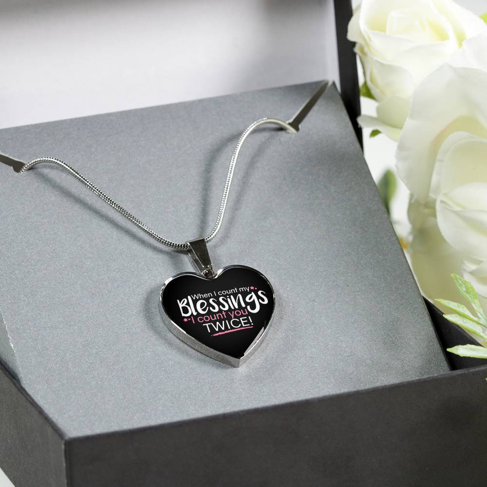 When I Count My Blessings Heart Pendant Necklace