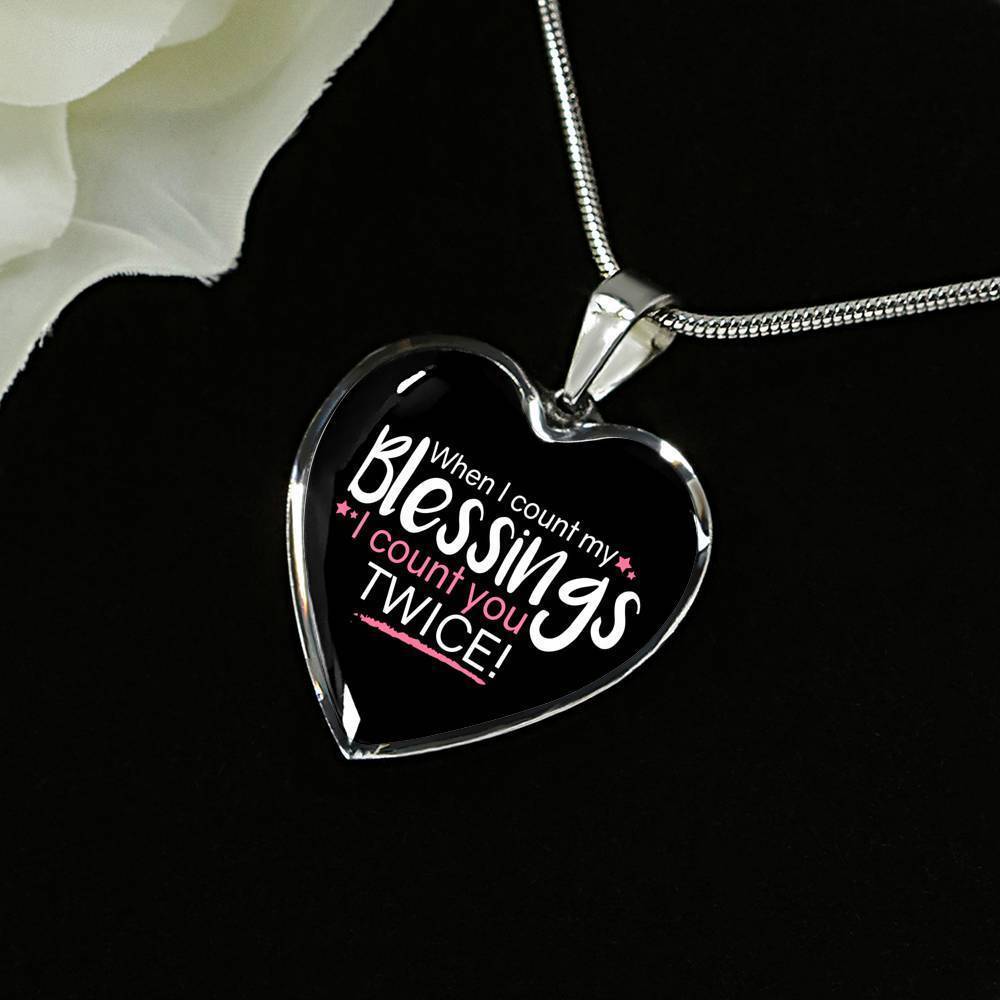 When I Count My Blessings Heart Pendant Necklace