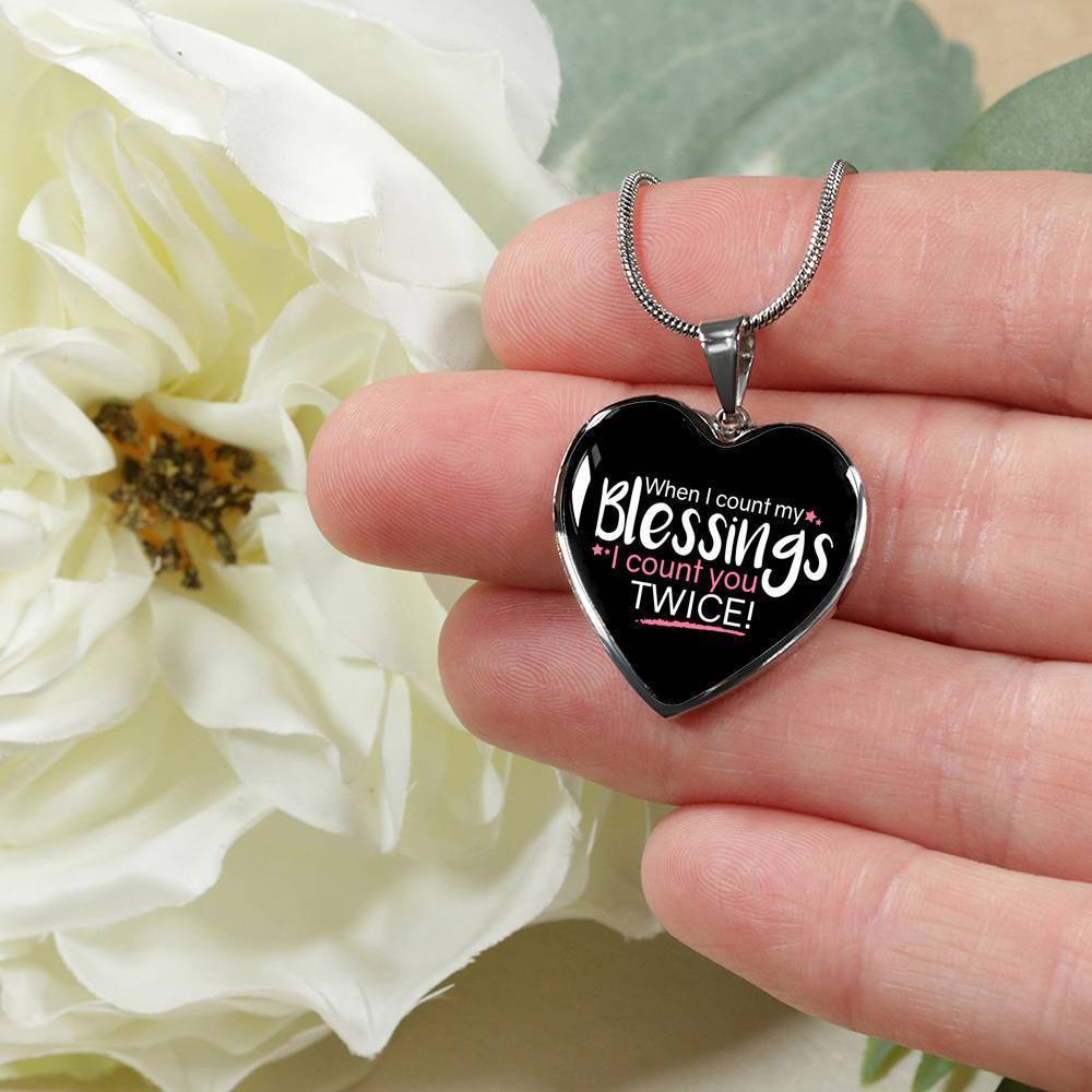 When I Count My Blessings Heart Pendant Necklace