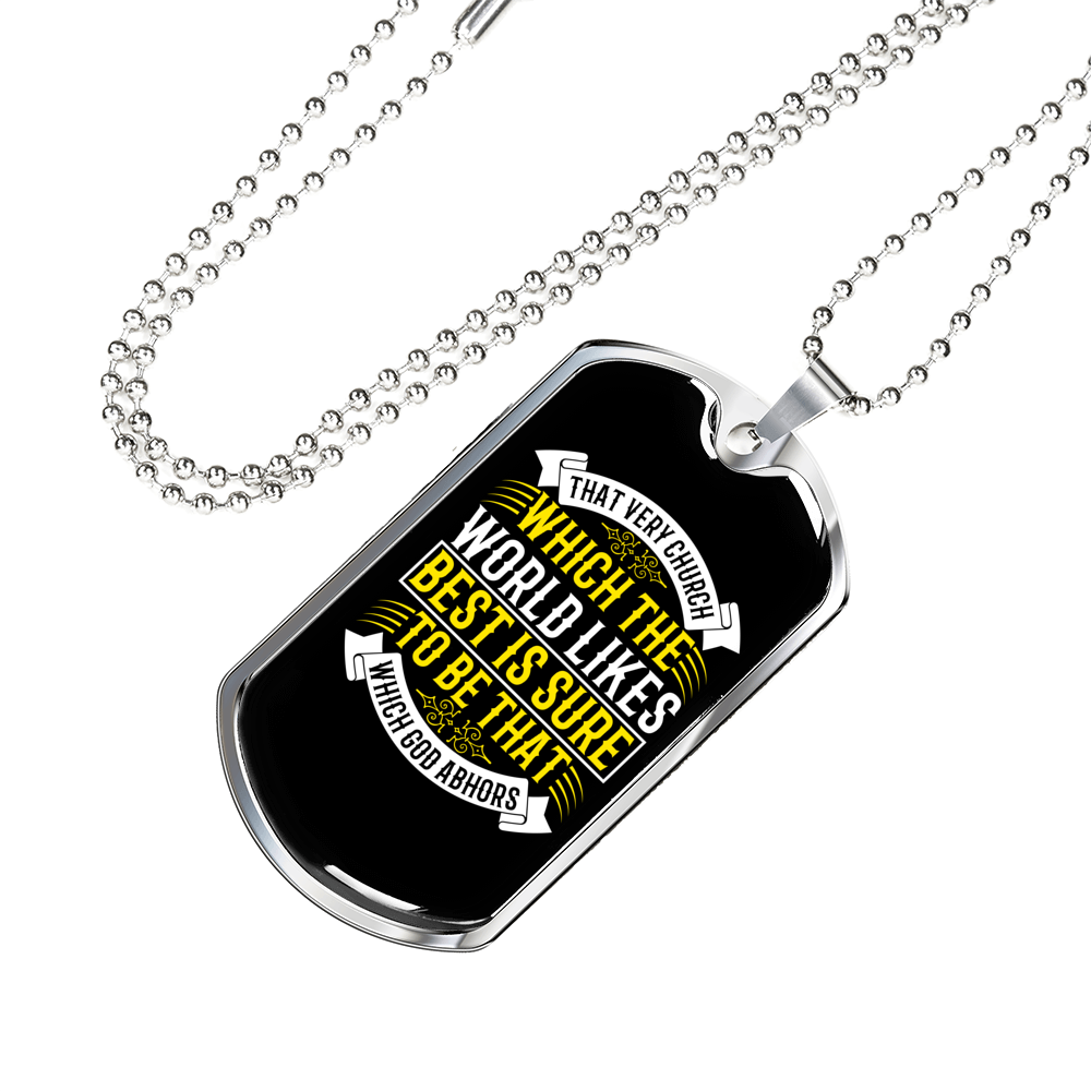 Which God Abhors Christian Necklace Stainless Steel or 18k Gold Dog Tag 24" Chain-Express Your Love Gifts