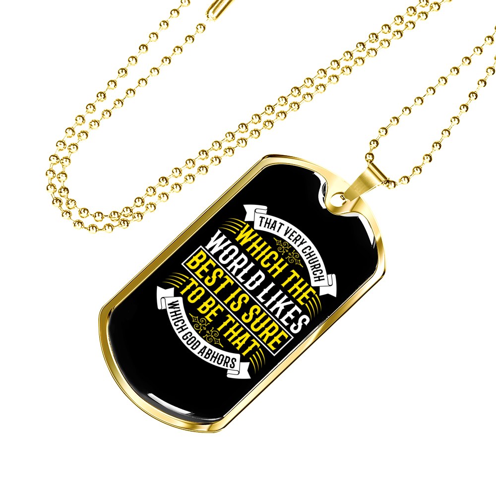 Which God Abhors Christian Necklace Stainless Steel or 18k Gold Dog Tag 24" Chain-Express Your Love Gifts
