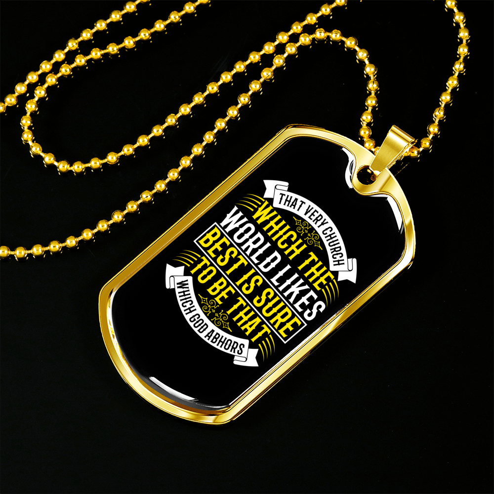Which God Abhors Christian Necklace Stainless Steel or 18k Gold Dog Tag 24" Chain-Express Your Love Gifts