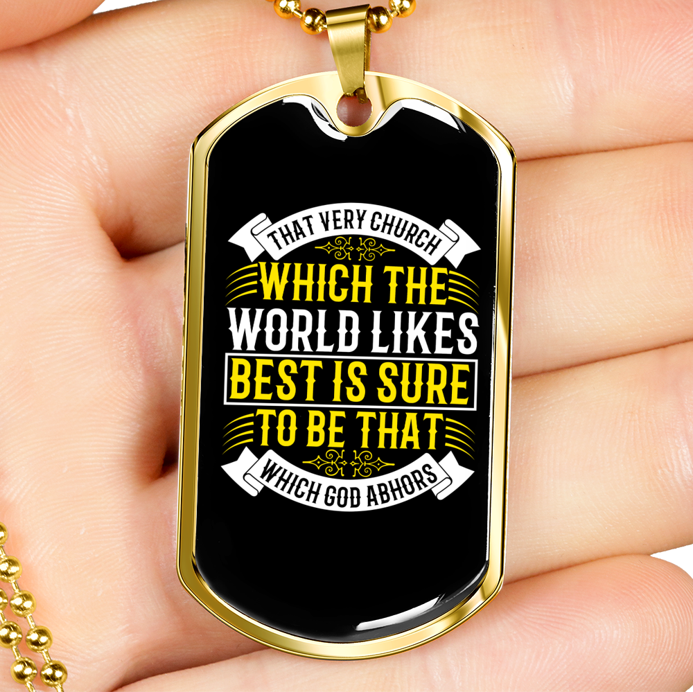 Which God Abhors Christian Necklace Stainless Steel or 18k Gold Dog Tag 24" Chain-Express Your Love Gifts