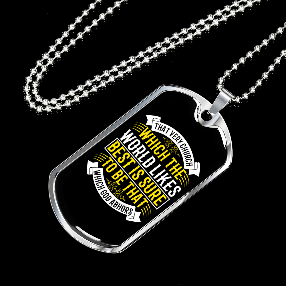 Which God Abhors Christian Necklace Stainless Steel or 18k Gold Dog Tag 24" Chain-Express Your Love Gifts