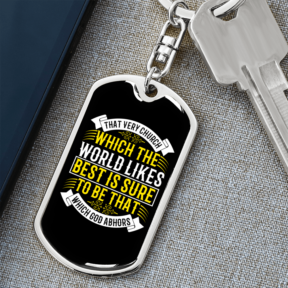 Which God Abhors Keychain Stainless Steel or 18k Gold Dog Tag Keyring-Express Your Love Gifts