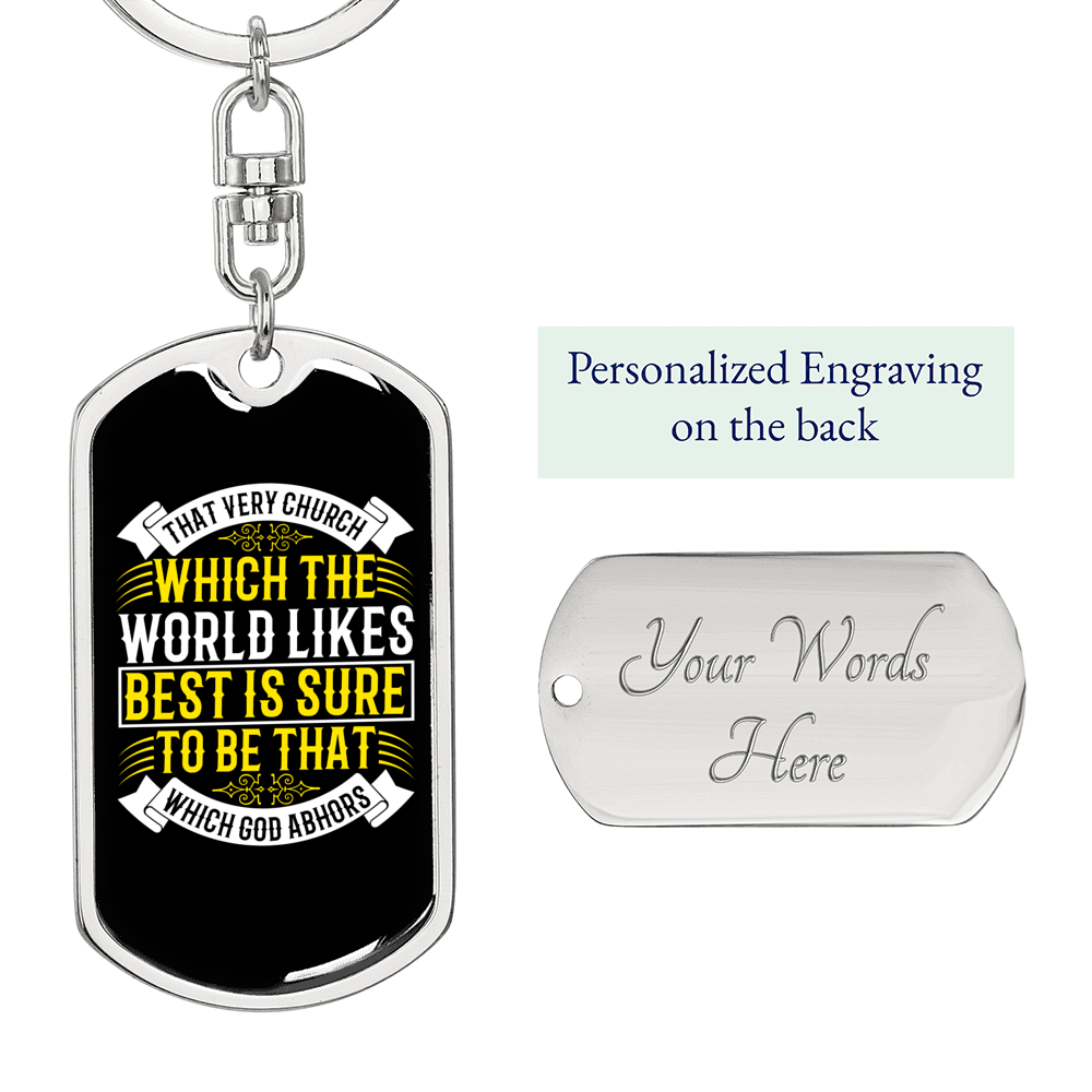 Which God Abhors Keychain Stainless Steel or 18k Gold Dog Tag Keyring-Express Your Love Gifts