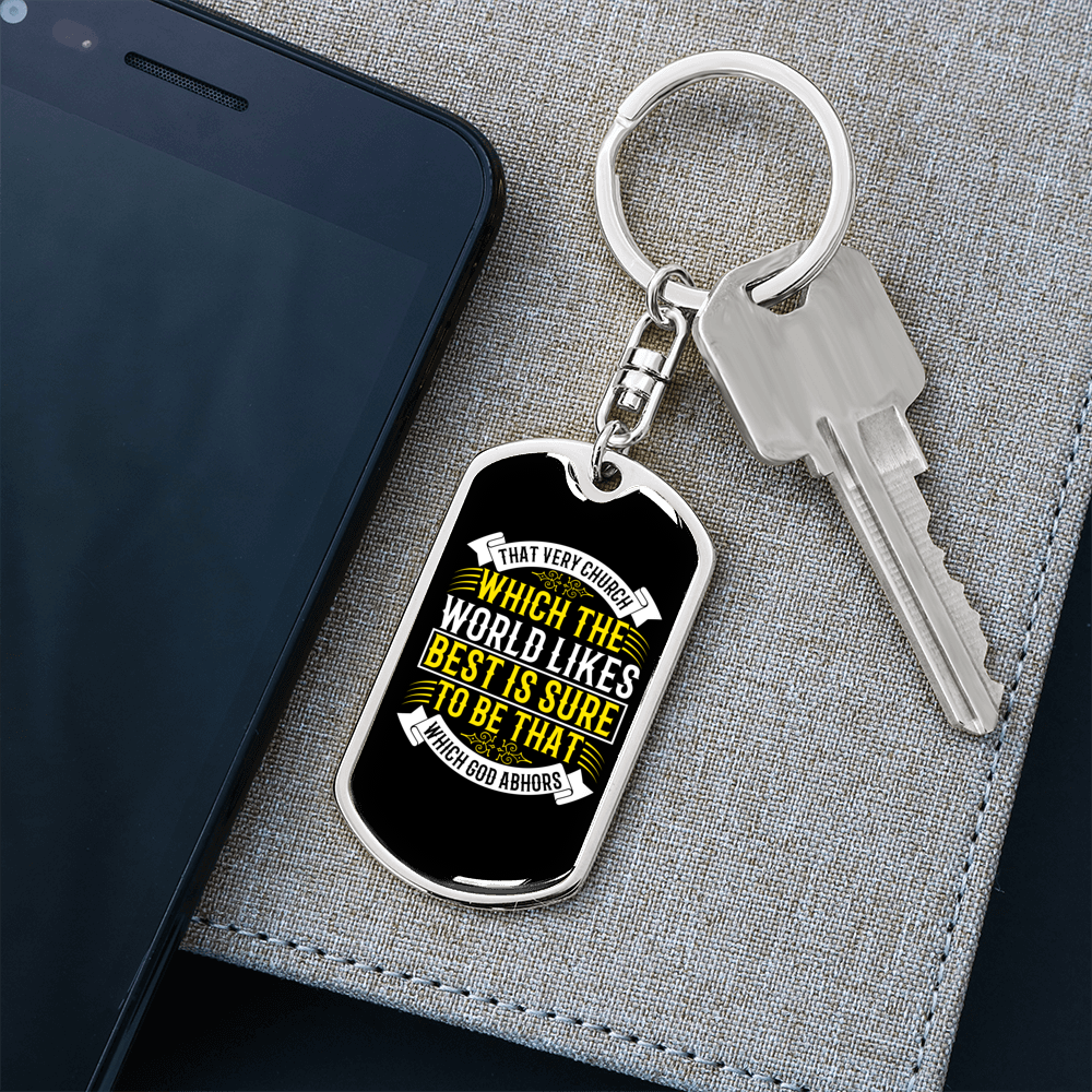 Which God Abhors Keychain Stainless Steel or 18k Gold Dog Tag Keyring-Express Your Love Gifts
