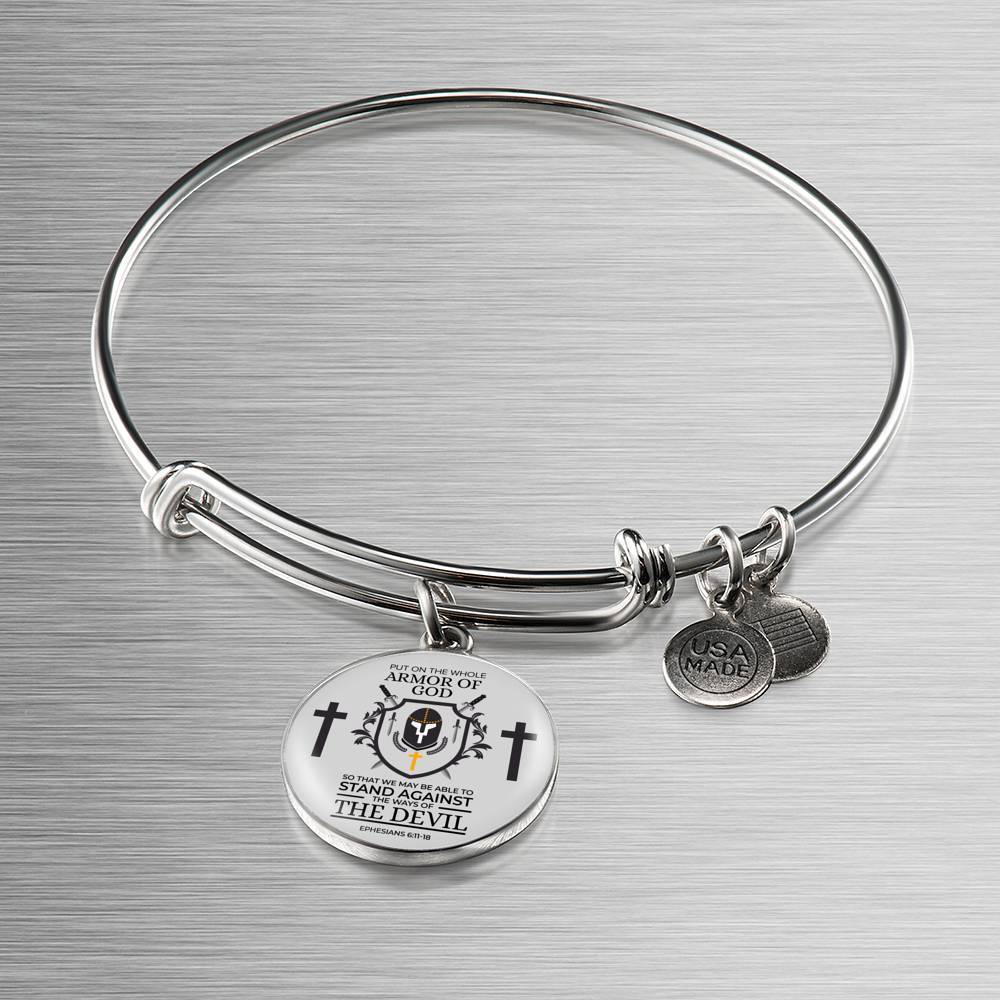 Whole Armor Of God Bible Verse Inspirational Gift Stainless Steel or 18k Gold Circle Bangle Bracelet - Express Your Love Gifts