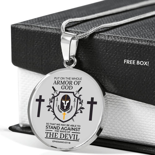 Whole Armor Of God Ephesianscirclependant Necklace Stainless Steel or 18k Gold 18-22" - Express Your Love Gifts