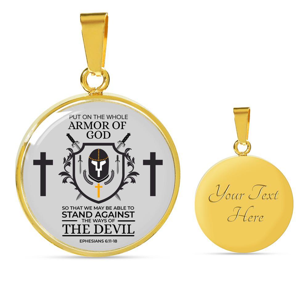 Whole Armor Of God Ephesianscirclependant Necklace Stainless Steel or 18k Gold 18-22" - Express Your Love Gifts