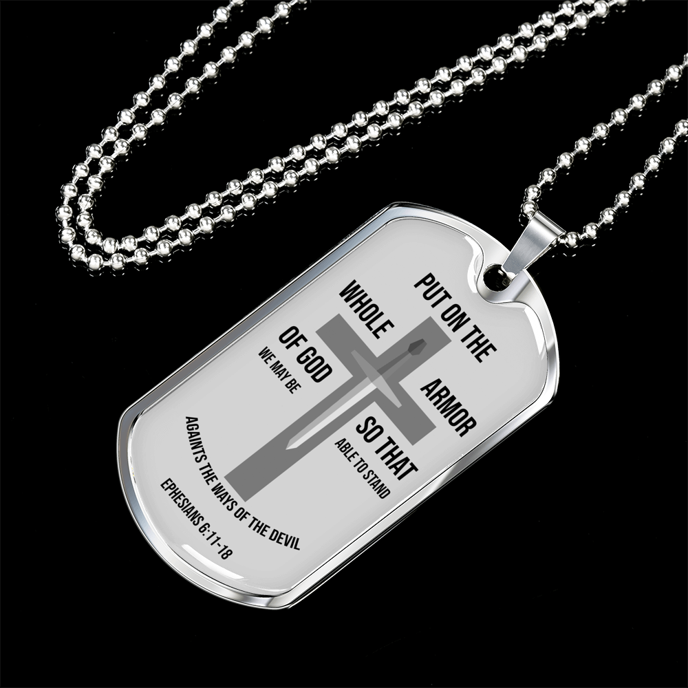 Whole Armor Of God Ephesians Necklace Stainless Steel or 18k Gold Dog Tag 24" Chain-Express Your Love Gifts
