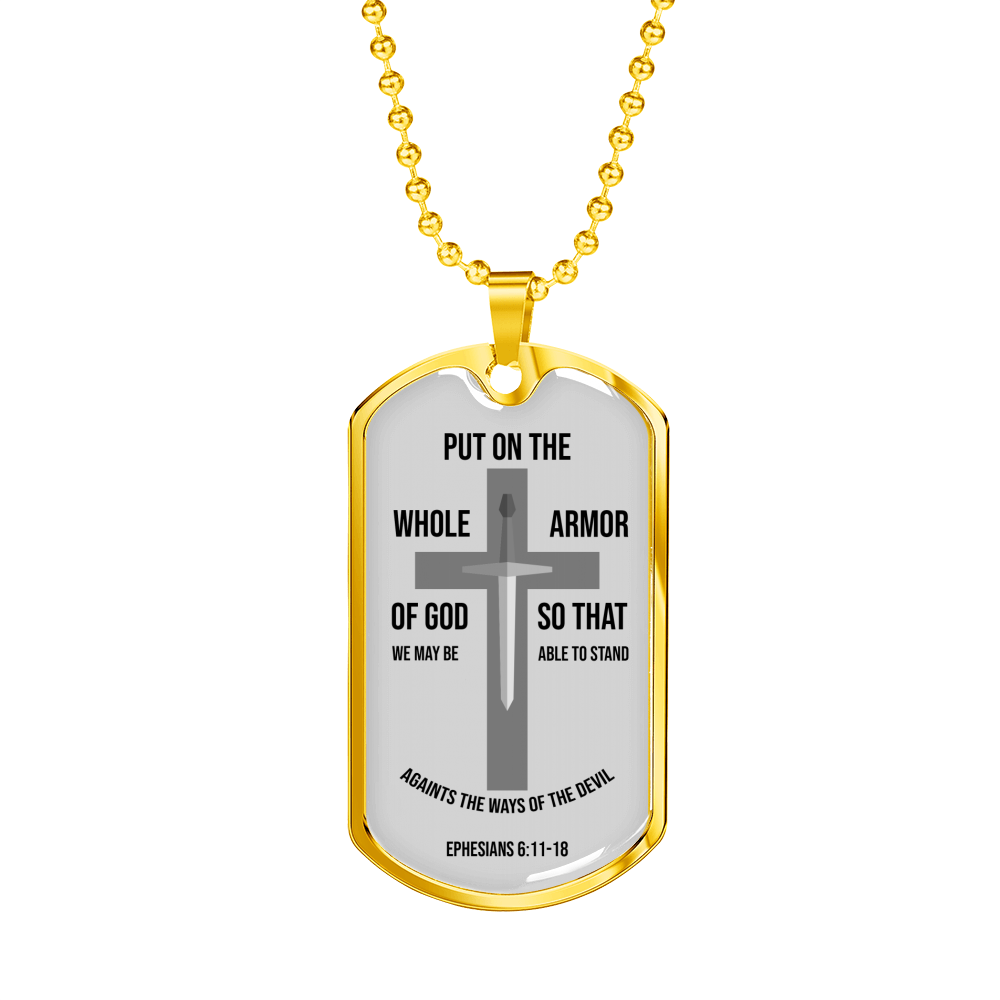 Whole Armor Of God Ephesians Necklace Stainless Steel or 18k Gold Dog Tag 24" Chain-Express Your Love Gifts