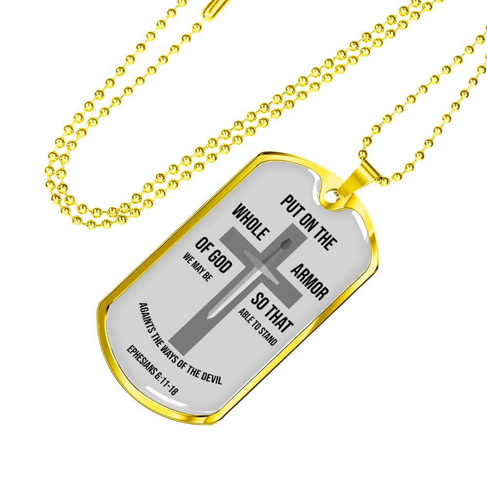 Whole Armor Of God Ephesians Necklace Stainless Steel or 18k Gold Dog Tag 24" Chain-Express Your Love Gifts