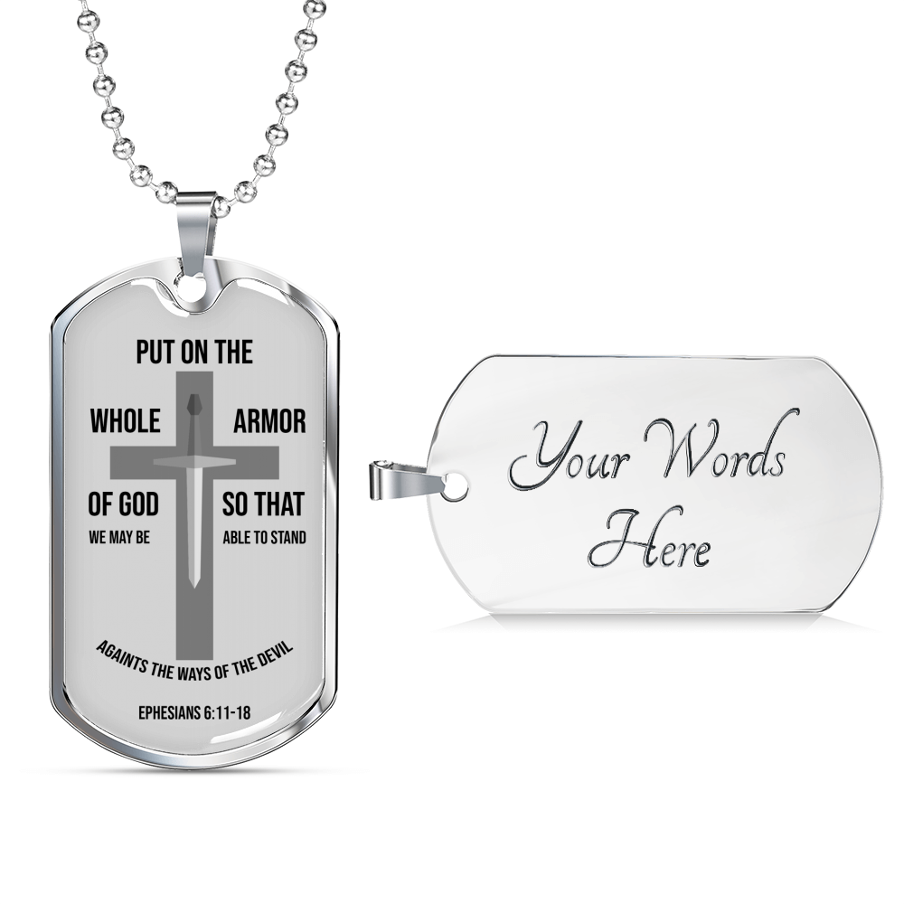 Whole Armor Of God Ephesians Necklace Stainless Steel or 18k Gold Dog Tag 24" Chain-Express Your Love Gifts